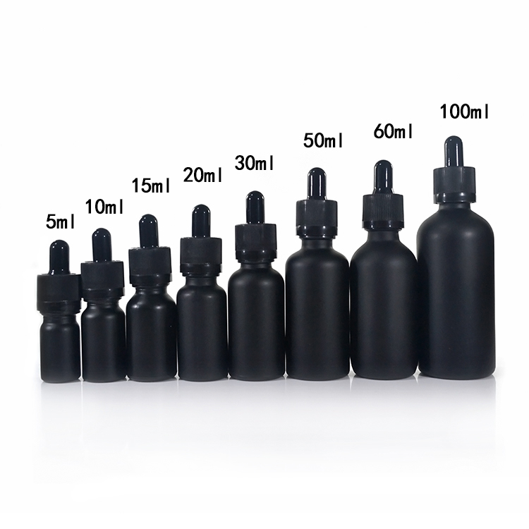 5ml 10ml 15ml 20ml 30ml 50ml 60ml 100ml 120ml clear matt black frosted round glass dropper bottle with aluminum or plastic cap