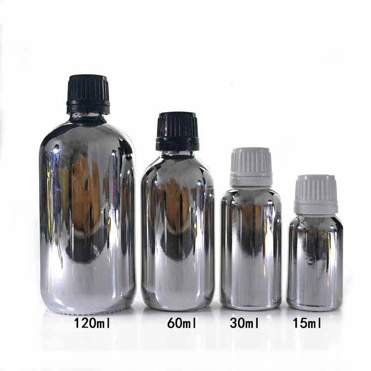 5ml 10ml 15ml 20ml 30ml 50ml 60ml 100ml 120ml silver plating glass dropper bottle with BAMBOO wooden cap