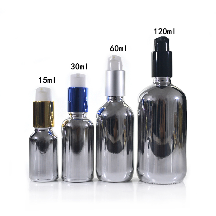 5ml 10ml 15ml 20ml 30ml 50ml 60ml 100ml 120ml silver plating glass dropper bottle with BAMBOO wooden cap