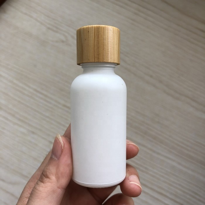 5ml 10ml 15ml 20ml 30ml 50ml 60ml 100ml Frosted matte White Glass Bottle with Bamboo dropper screw lid