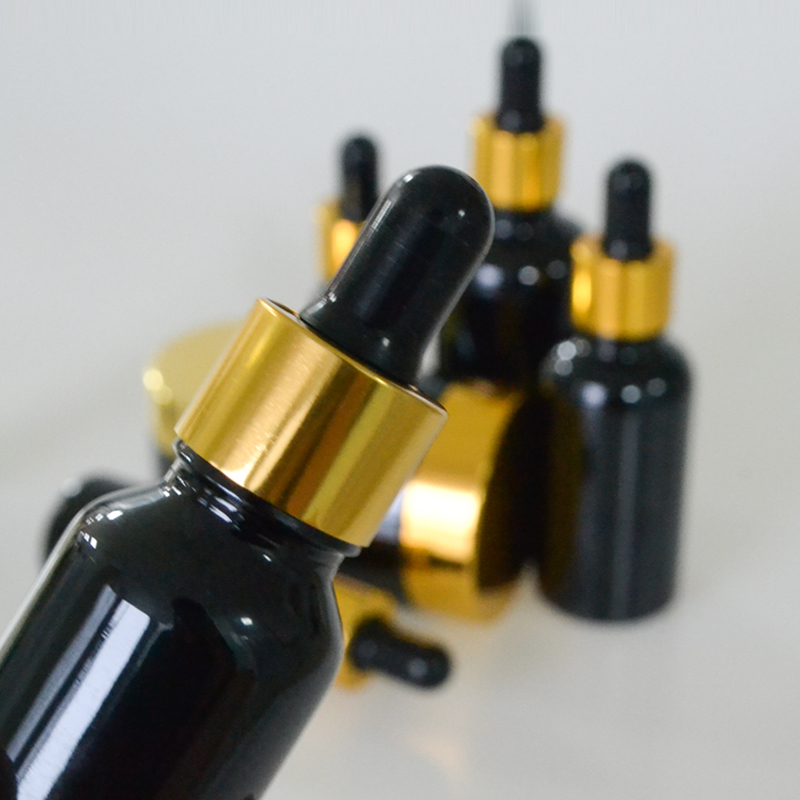 5ml 10ml 15ml 20ml 30ml 50ml 60ml 100ml Super quality Anti UV proof solid black glass dropper bottle with metal cap