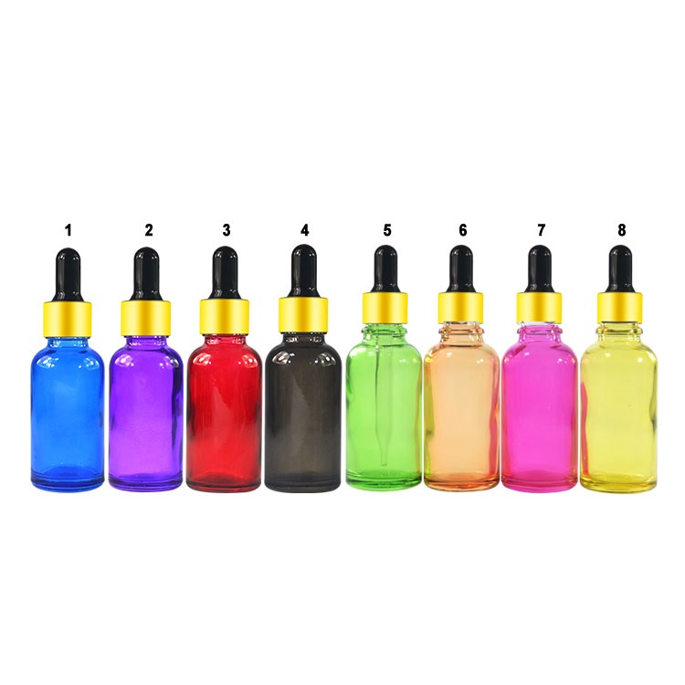 5ml 10ml 15ml 20ml 30ml 50ml  60ml 100ml black red blue pink purple Glass dropper Bottle for essential fragrance oil serum
