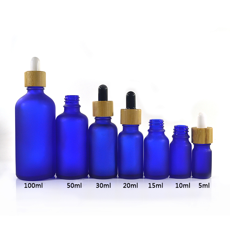 5ml 10ml 15ml 20ml 30ml 50ml 60ml 100ml clear frosted glass dropper bottle with Bamboo dropper cap for oil