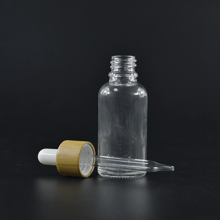 5ml 10ml 15ml 20ml 30ml 50ml 60ml 100ml clear round glass dropper Essential oil bottle with Bamboo dropper cap