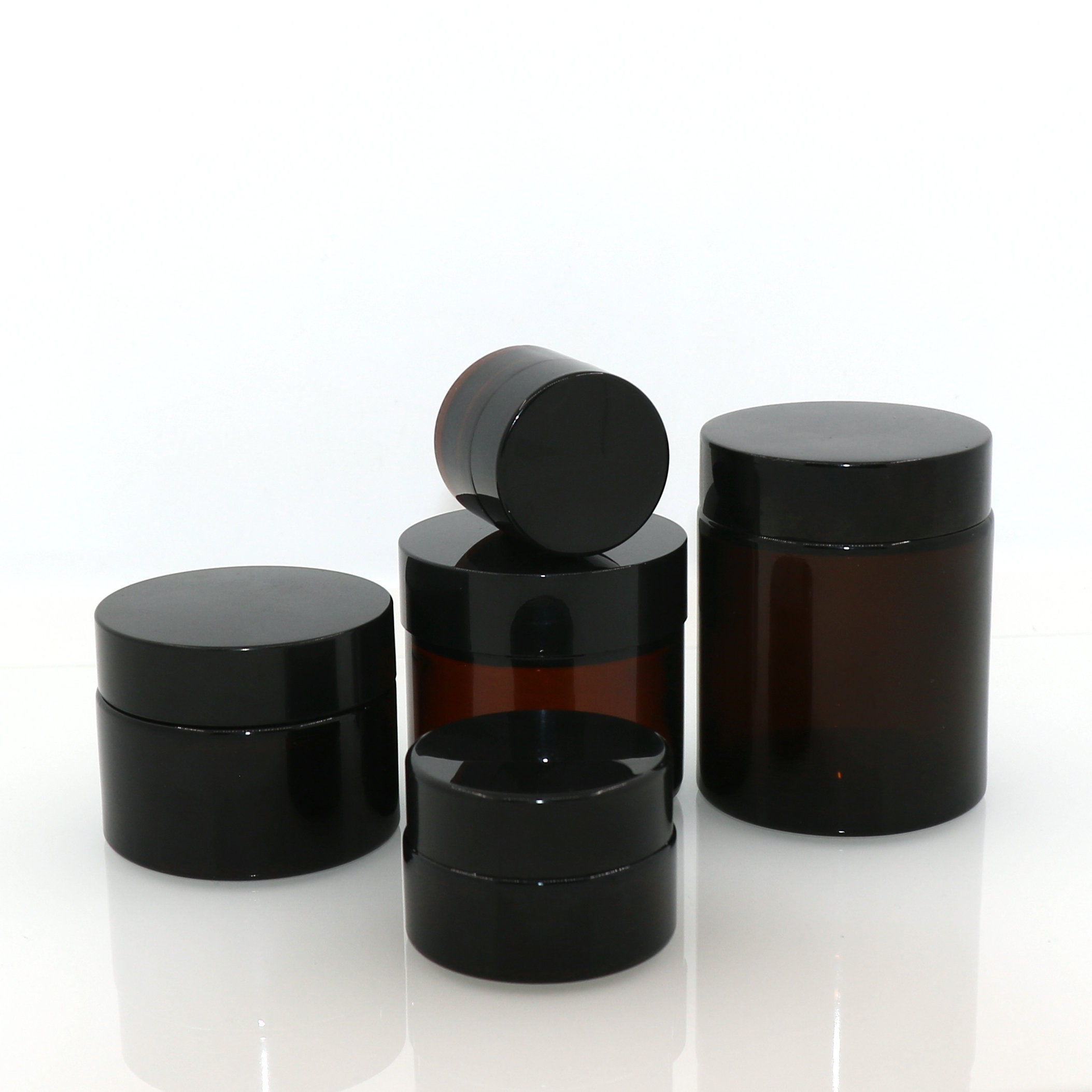 5ml 10ml 15ml 20ml 30ml 50ml 60ml 100ml cosmetic face cream jar amber glass jar with plastic / wooden/ bamboo cap