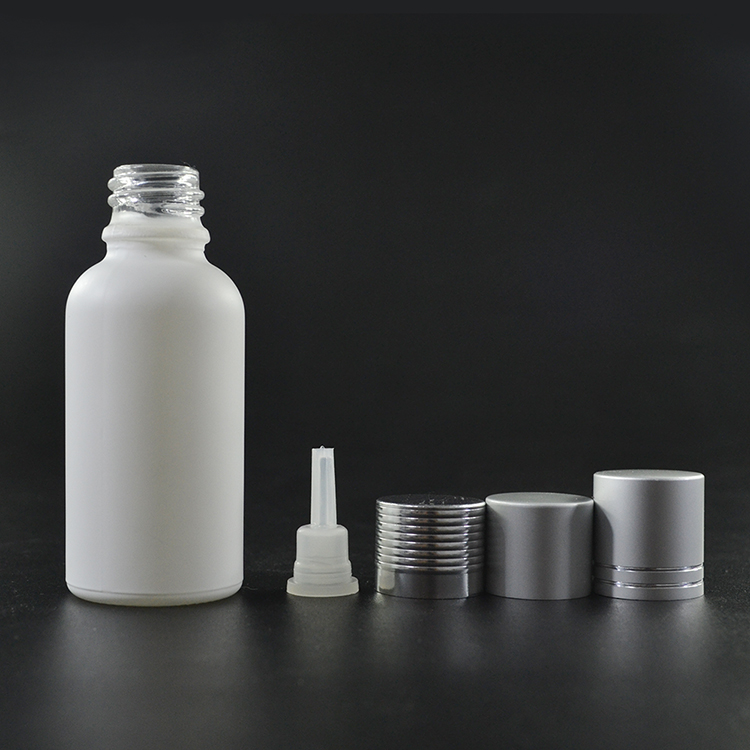 5ml 10ml 15ml 20ml 30ml 50ml 60ml 100ml frosted matt white glass essential oil dropper bottle with aluminum screw cap with tip
