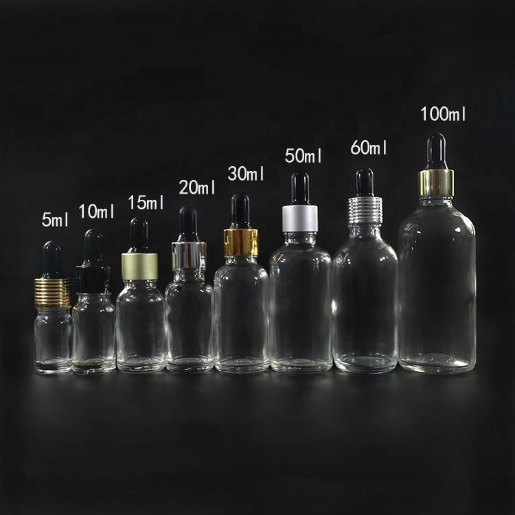5ml 10ml 15ml 20ml 30ml 50ml 60ml 100ml glass dropper bottle for cosmetic serum CBD tincture oil