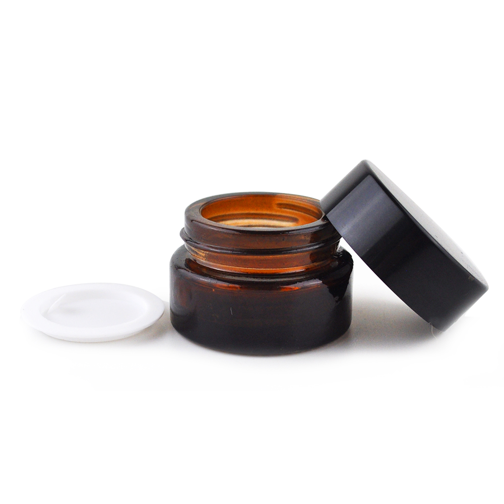 5ml 10ml 15ml 20ml 30ml 50ml 60ml 100ml glass jar for cream cosmetic black plastic cap