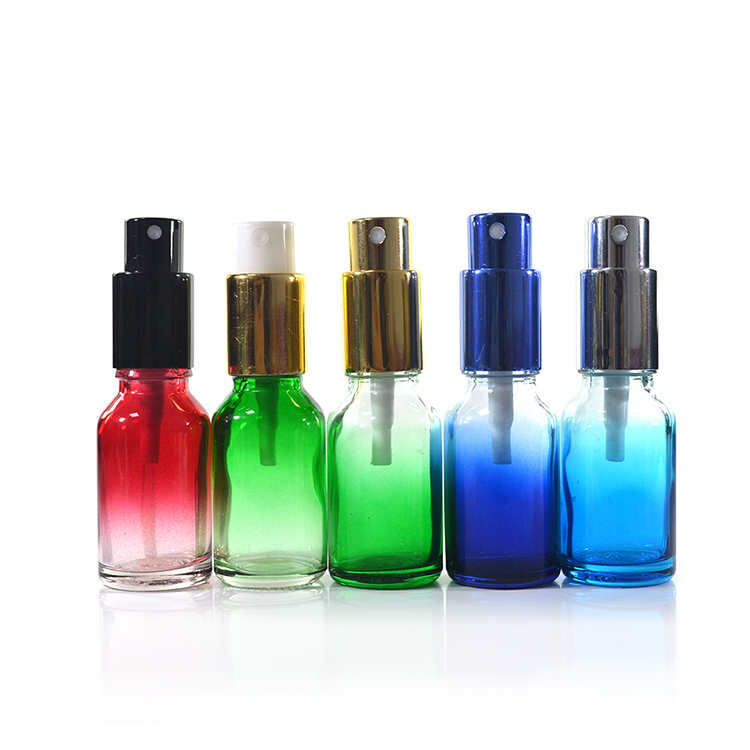 5ml 10ml 15ml 20ml 30ml 50ml 60ml 100ml gradient blue red green glass bottle with pump sprayer