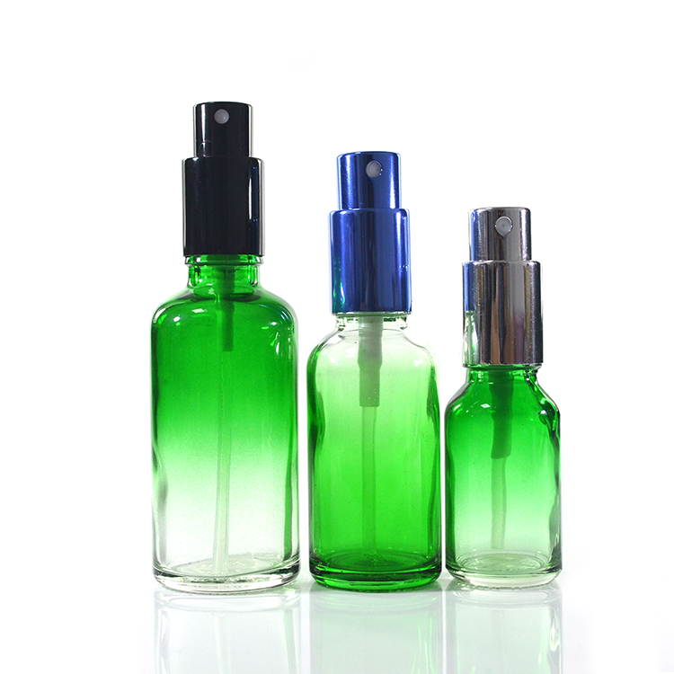 5ml 10ml 15ml 20ml 30ml 50ml 60ml 100ml gradient blue red green glass bottle with pump sprayer