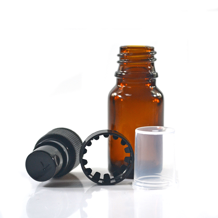 5ml 10ml 15ml 20ml 30ml 50ml 60ml 100ml green amber clear cobalt blue glass spray bottle with black tamper evident spray