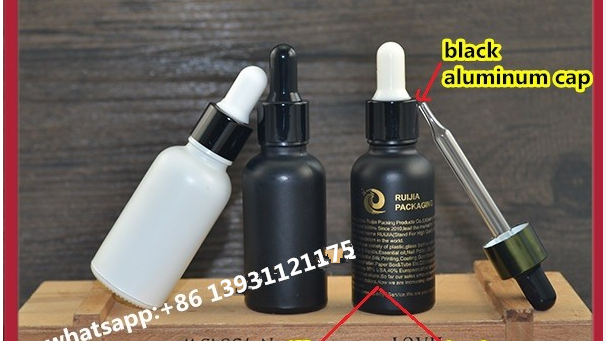 5ml 10ml 15ml 20ml 30ml 50ml 60ml 100ml matte frosted black glass dropper bottle e juice essential oil bamboo cap