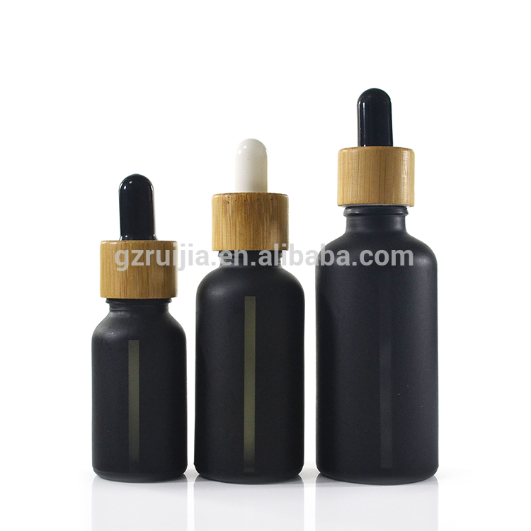 5ml 10ml 15ml 20ml 30ml 50ml 60ml 100ml matte frosted black glass dropper bottle e juice essential oil bamboo cap