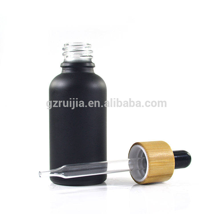 5ml 10ml 15ml 20ml 30ml 50ml 60ml 100ml matte frosted black glass dropper bottle e juice essential oil bamboo cap