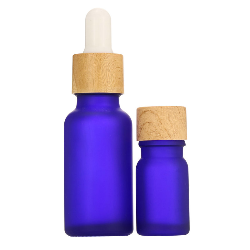 5ml 10ml 15ml 20ml 30ml 50ml 60ml 100ml matte frosted blue glass dropper bottle e liquid essential oil bamboo cap botol serum