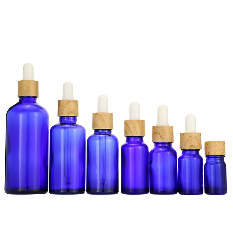 5ml 10ml 15ml 20ml 30ml 50ml 60ml 100ml matte frosted blue glass dropper bottle e liquid essential oil bamboo cap botol serum