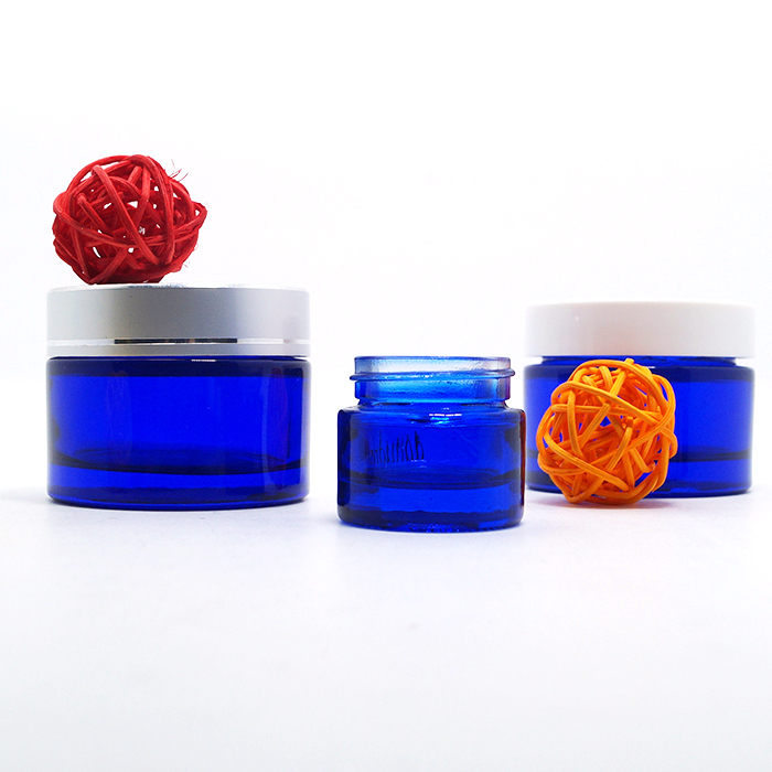 5ml 10ml 15ml 20ml 30ml 50ml 60ml 100ml skincare packaging blue empty glass face cream cosmetic jars
