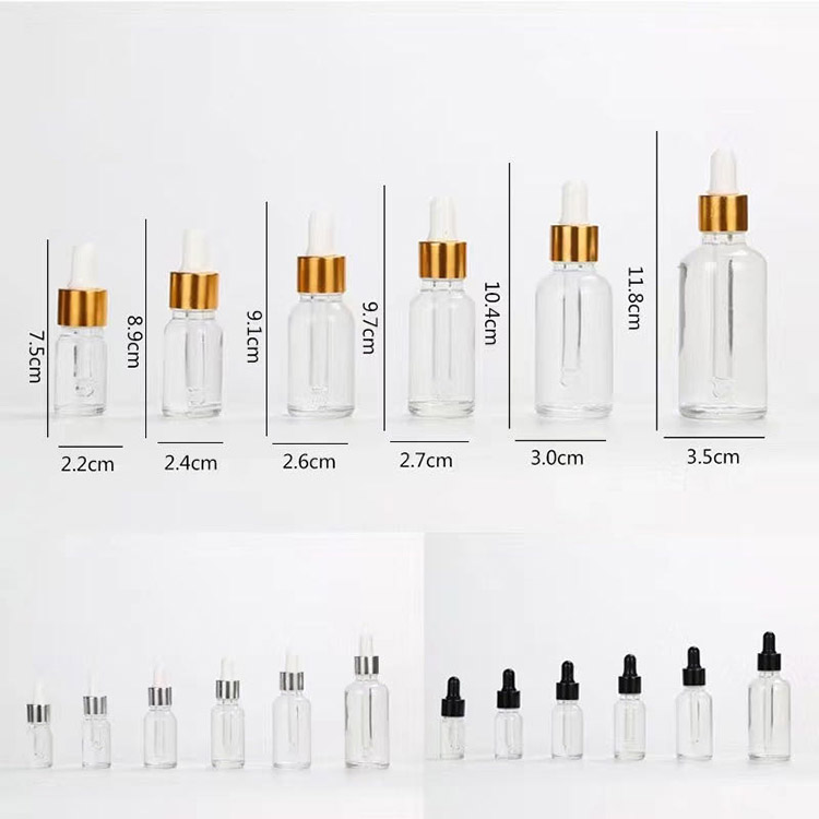 5ml 10ml 15ml 20ml 30ml 50ml 60ml 100ml transparent dropper bottle clear cosmetic glass essential oil bottle
