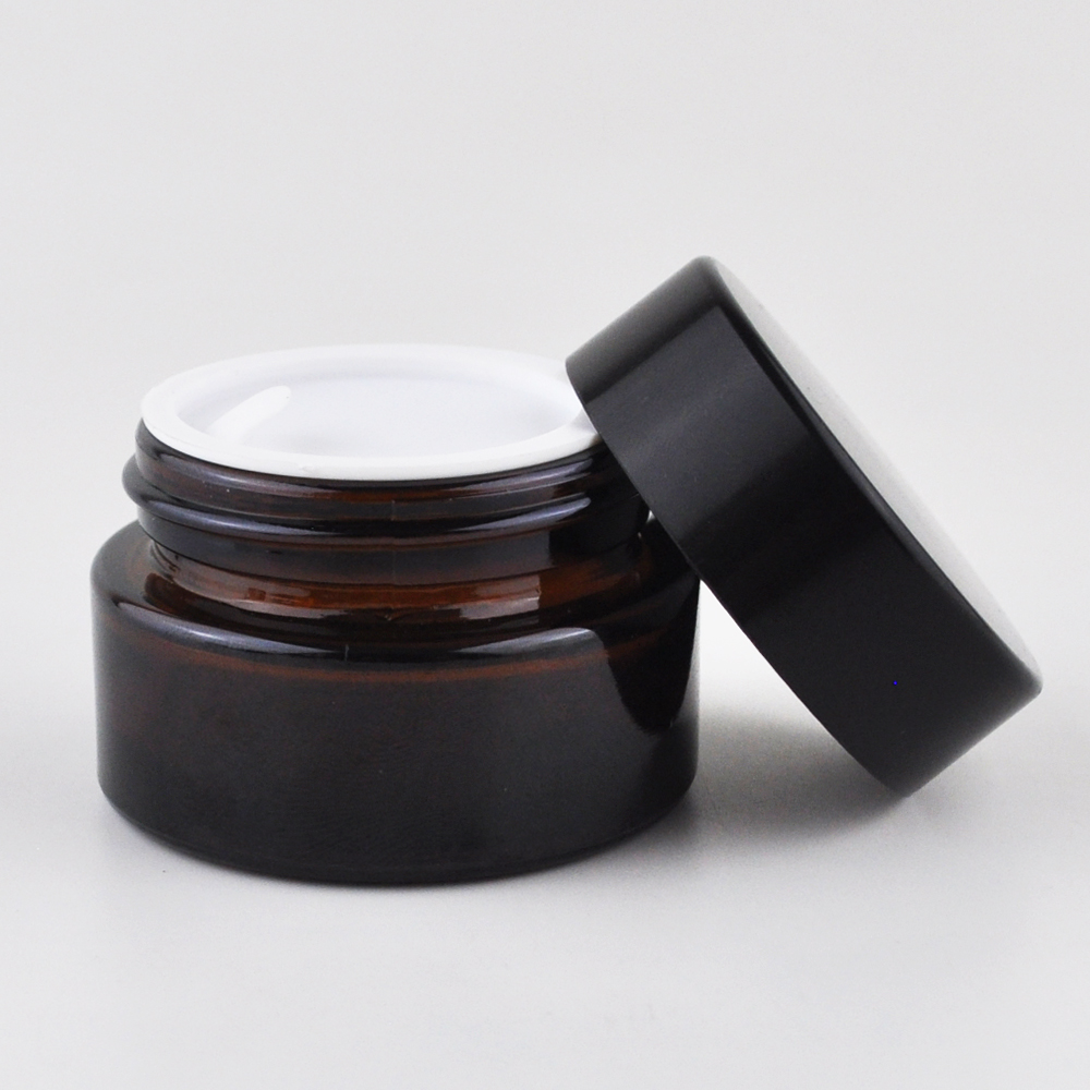 5ml 10ml 15ml 20ml 30ml 50ml 60ml cosmetic glass jar for black plastic lid