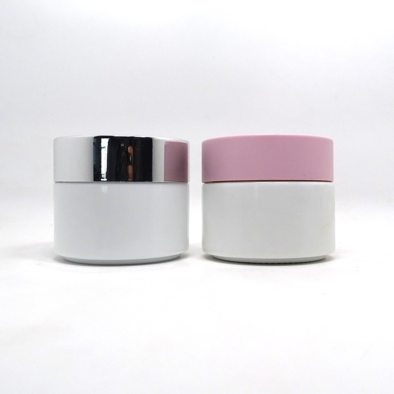 5ml 10ml 15ml 20ml 30ml 50ml Custom color pink round cosmetic container cream glass jar pink lid