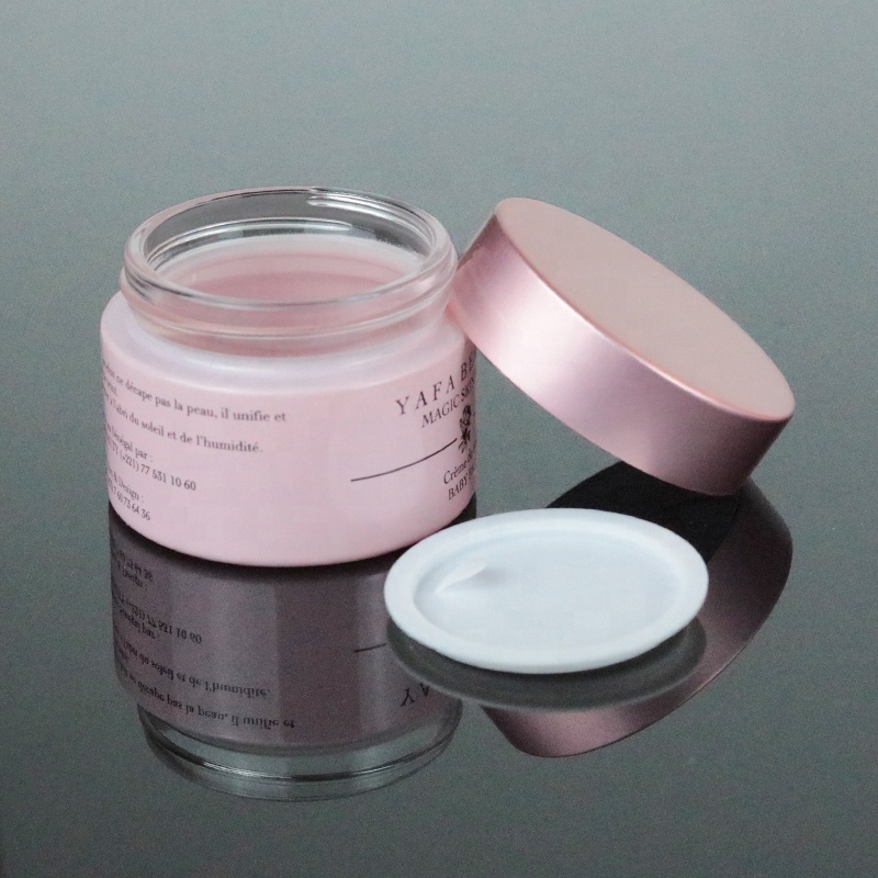 5ml 10ml 15ml 20ml 30ml 50ml Custom pink round cosmetic jar container cream glass jars with aluminum lid (GJM61)