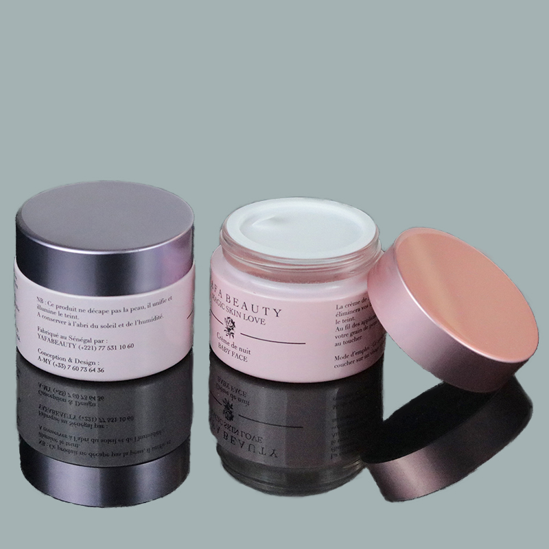 5ml 10ml 15ml 20ml 30ml 50ml Custom pink round cosmetic jar container cream glass jars with aluminum lid (GJM61)
