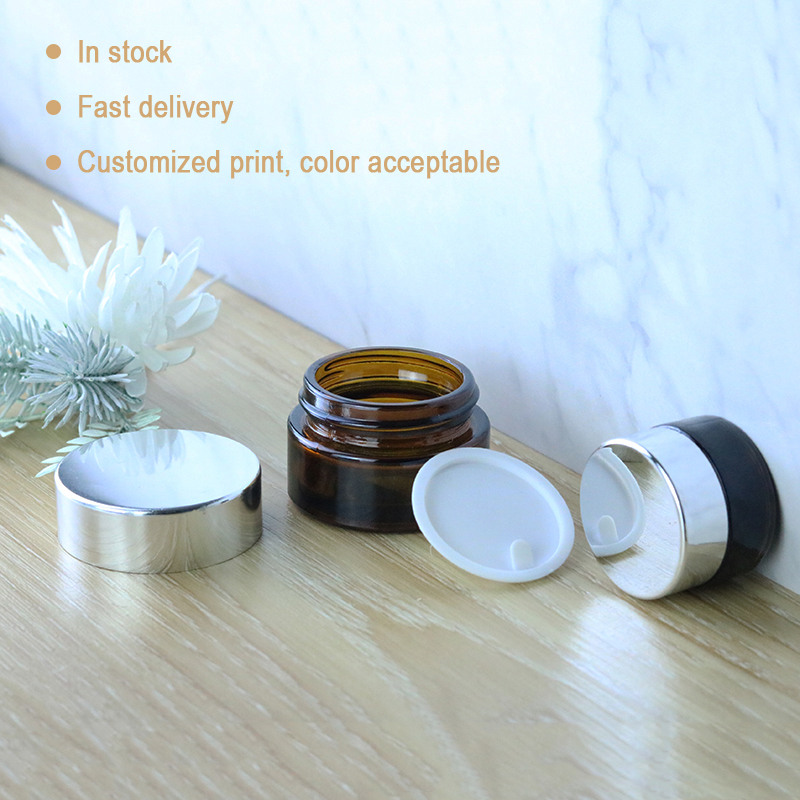 5ml 10ml 15ml 20ml 30ml 50ml High quality custom logo small skin care cream amber glass jar for packaging (GJM11)