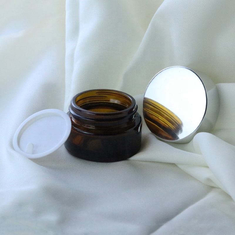 5ml 10ml 15ml 20ml 30ml 50ml High quality custom logo small skin care cream amber glass jar for packaging (GJM11)