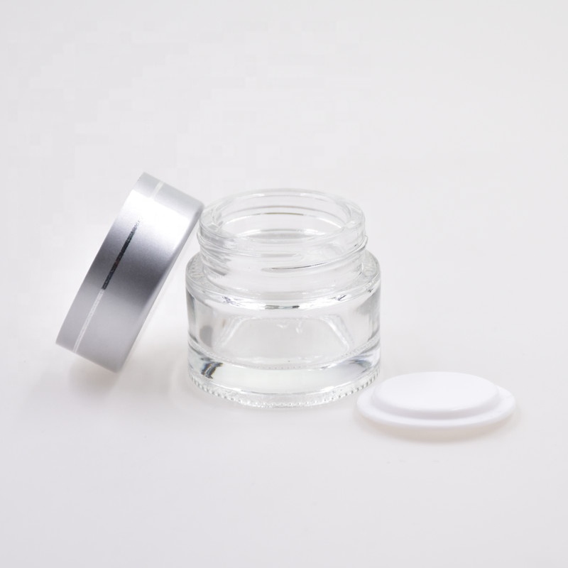 5ml 10ml 15ml 20ml 30ml 50ml transparent round screw top cosmetic container sample testing glass bottle empty makeup cream jar