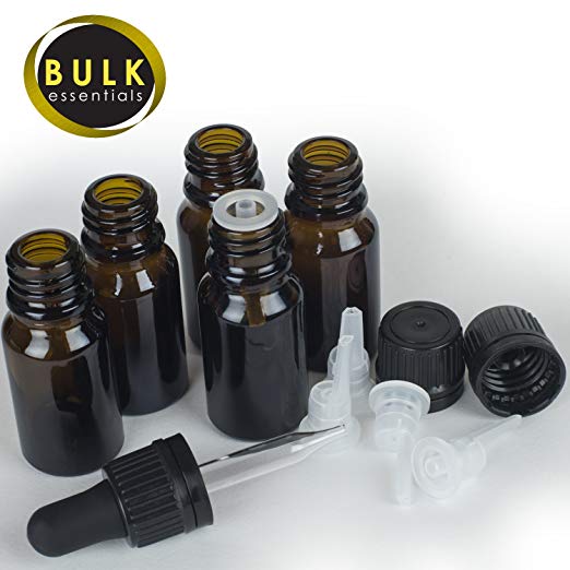 5ml 10ml 15ml 20ml 30ml amber color essential oil glass bottles with Euro dropper cap
