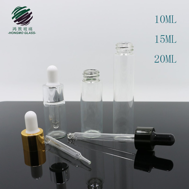 5ml 10ml 15ml 20ml 30ml empty clear tube vials glass dropper bottles with pipette serum droppers for essential oil packaging