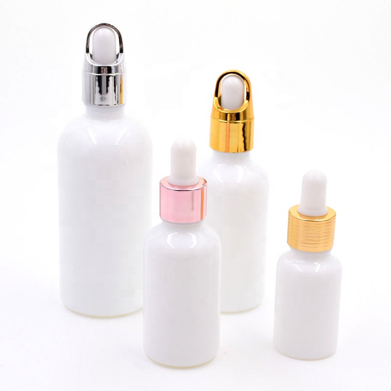 5ml 10ml 15ml 20ml High quality fancy child proof white glass dropper bottle bottles essential oil container for lotion serum