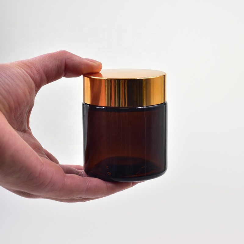 5ml/10ml/15ml/25ml/30ml/50ml/100ml cosmetic packaging cream skincare packaging round amber glass bottle
