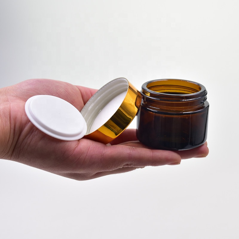 5ml/10ml/15ml/25ml/30ml/50ml/100ml cosmetic packaging cream skincare packaging round amber glass bottle