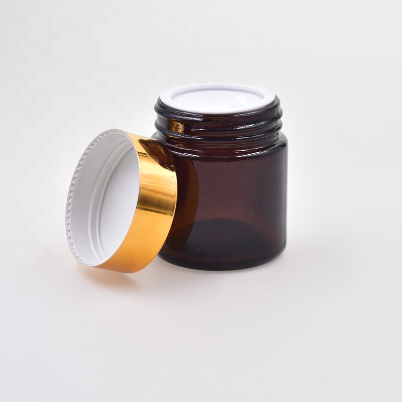5ml/10ml/15ml/25ml/30ml/50ml/100ml liter glass jar cream skincare packaging round amber glass jar