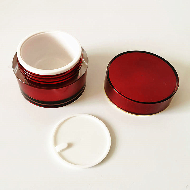 5ml 10ml 15ml 30g 50g Wine red straight round bottle cosmetic packaging plastic jars face cream jar can print logo