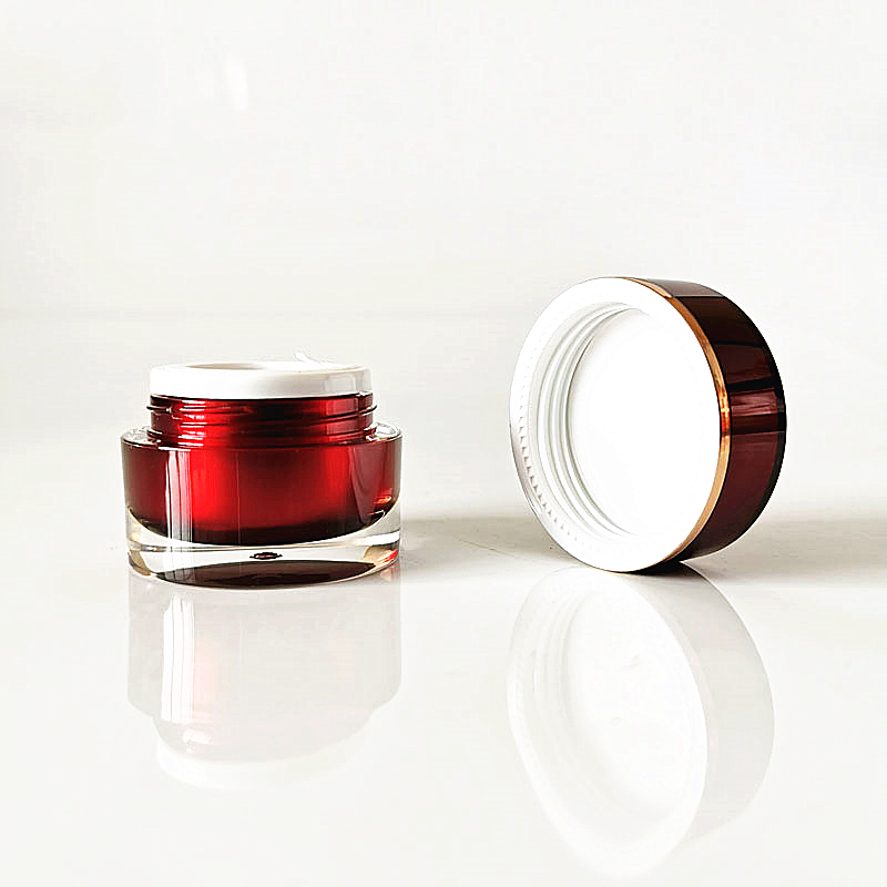 5ml 10ml 15ml 30g 50g Wine red straight round bottle cosmetic packaging plastic jars face cream jar can print logo