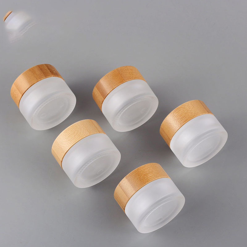 5ml 10ml 15ml 30ml 50ml 1000ml Cosmetic cream skin care bamboo lid frosted glass jar