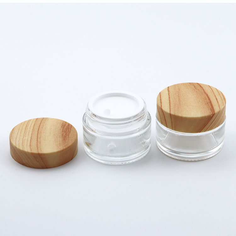 5ml 10ml 15ml 30ml 50ml 100ml 150ml 200ml Clear Frosted Skin Cream Jar cosmetic clear jar with wooden cap