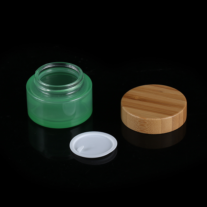 5ml 10ml 15ml 30ml 50ml 100ml 150ml 200ml white Skin Cream Jar Glass Bamboo Lid Cosmetic Cream Jar with Plastic Inner