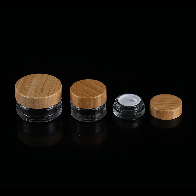 5ml 10ml 15ml 30ml 50ml 100ml 200ml Skin Care Cream Glass Jar Clear Glass Cream Jars wirh Bamboo Lid
