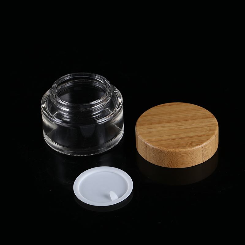 5ml 10ml 15ml 30ml 50ml 100ml 200ml Skin Care Cream Glass Jar Clear Glass Cream Jars wirh Bamboo Lid