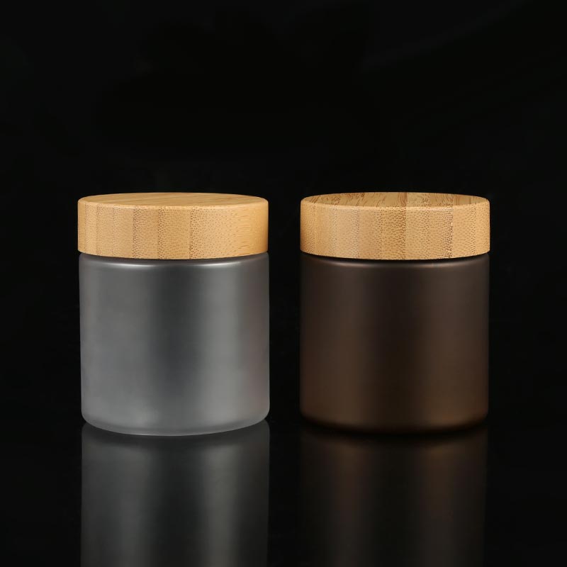 5ml 10ml 15ml 30ml 50ml 100ml 200ml bamboo lid with frosted plastic cream jars matte containers cosmetic jar frosted plastic