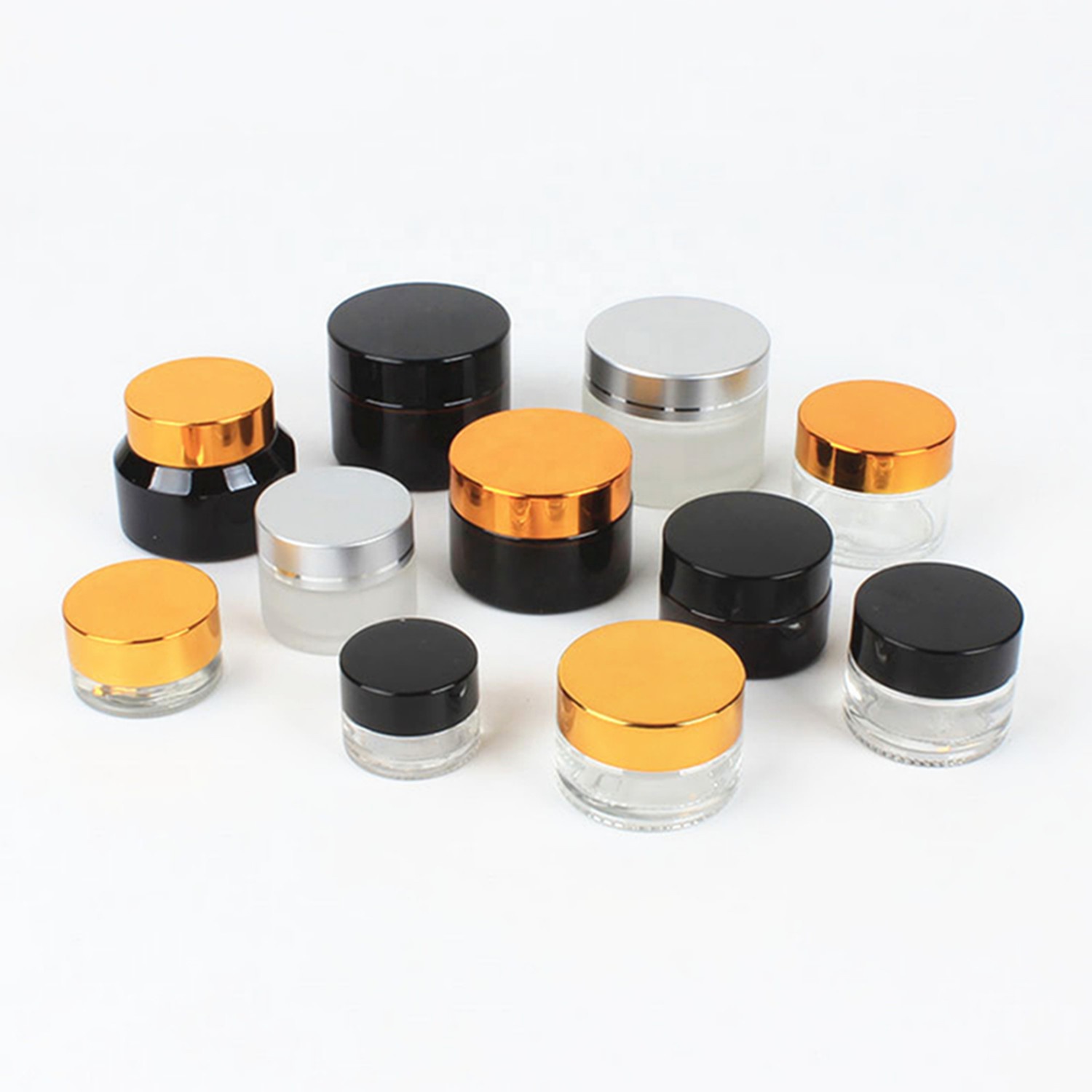5ml 10ml 15ml 30ml 50ml 100ml Frosted Clear Amber Cream Jar Glass Wide Mouth Cosmetic Refill Bottle With Lids