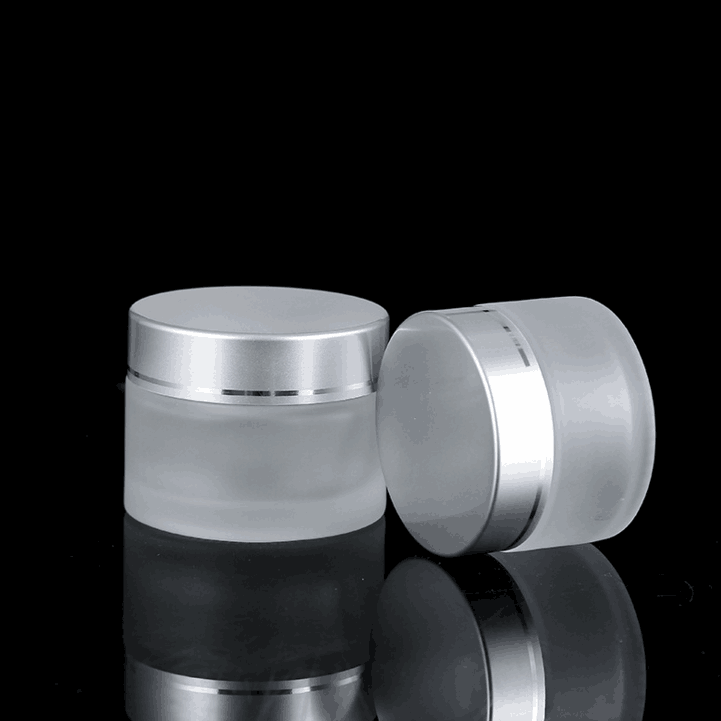 5ml 10ml 15ml 30ml 50ml 100ml Frosted Glass Face Eye Cream Jar Aluminum Gold Silver Cap Cosmetic Container
