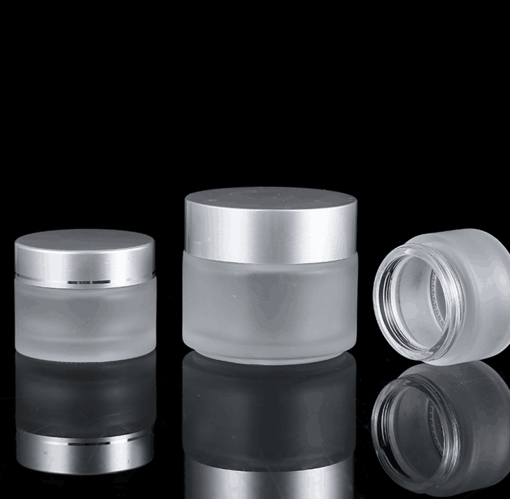 5ml 10ml 15ml 30ml 50ml 100ml Frosted Glass Face Eye Cream Jar Aluminum Gold Silver Cap Cosmetic Container