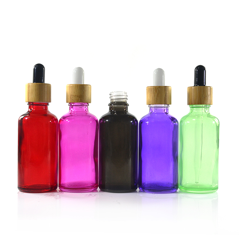 5ml 10ml 15ml 30ml 50ml 100ml Painting Glass Dropper Bottle With Bamboo Cap For Essential Oil