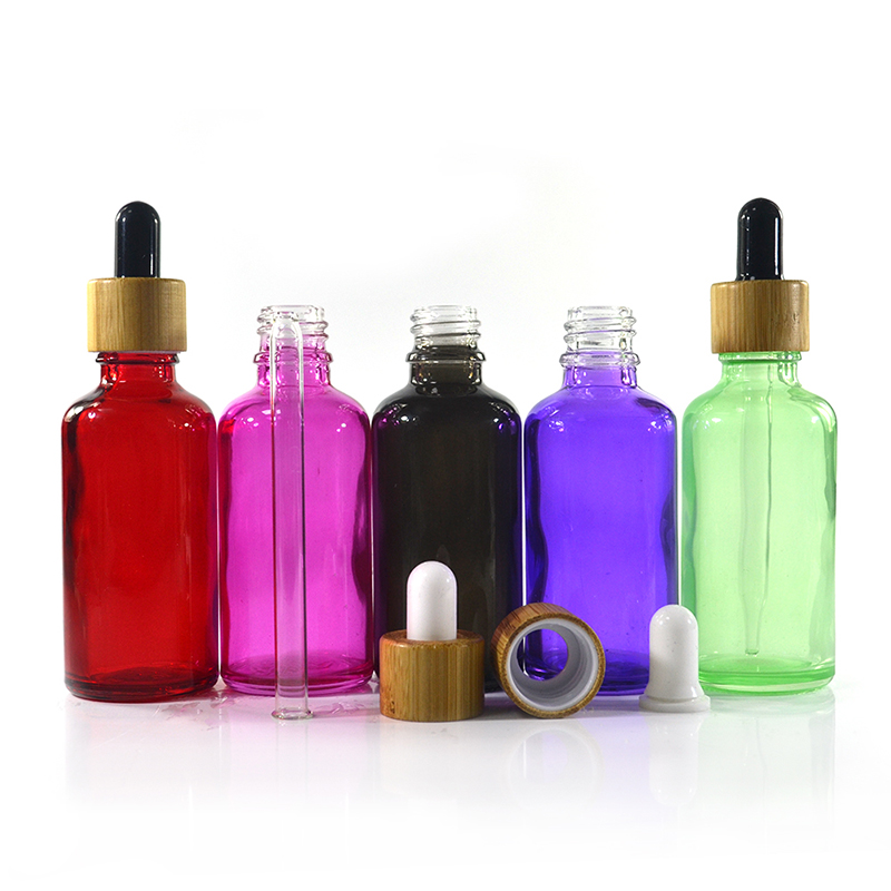 5ml 10ml 15ml 30ml 50ml 100ml Painting Glass Dropper Bottle With Bamboo Cap For Essential Oil