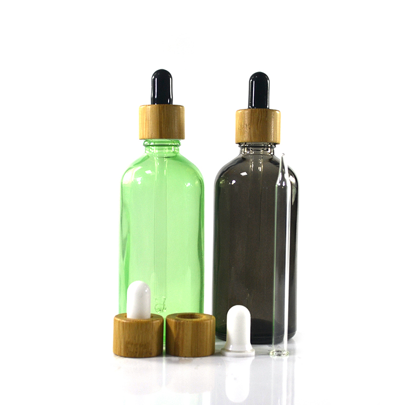5ml 10ml 15ml 30ml 50ml 100ml Painting Glass Dropper Bottle With Bamboo Cap For Essential Oil