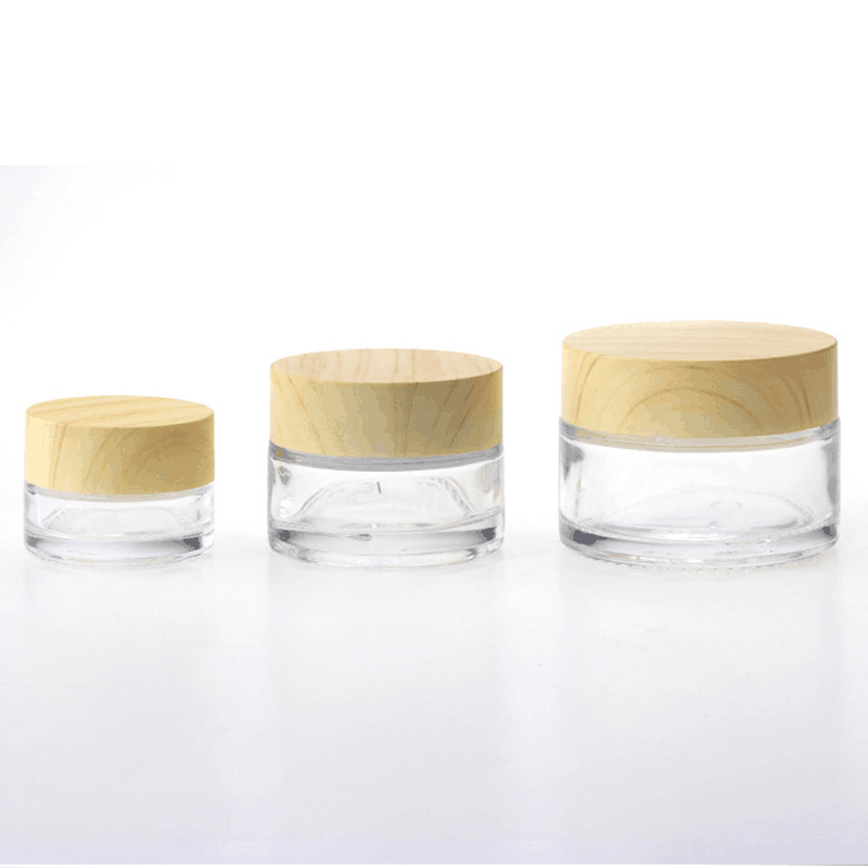 5ml 10ml 15ml 30ml 50ml 100ml Transparent Frosted Glass Jar with Bamboo Lids Caps